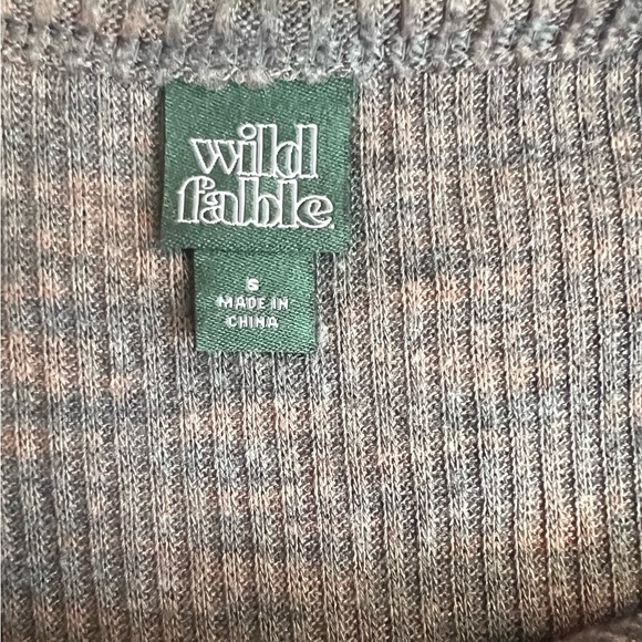 wild fable Space Dye Keyhole Cut Out Shirt Tie Front Long Sleeve Top - Picture 6 of 7